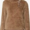 OXMO Pullover Fleecepullover ANNIKI Frauen Braun