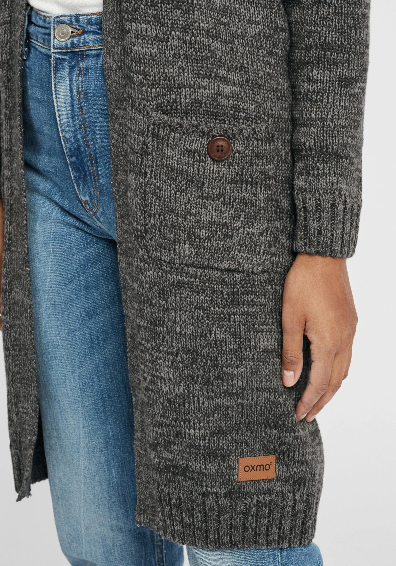 OXMO Strickjacken Strickjacke Philetta Frauen Grau / Dunkelgrau 6 OXMO Strickjacken Strickjacke Philetta Frauen Grau / Dunkelgrau – Bild 6