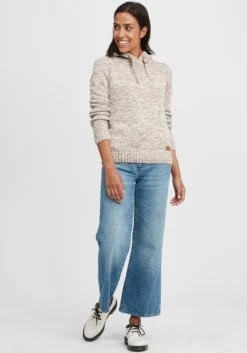 OXMO Kapuzenpullover Strickpullover Philia Frauen Beige -OXMO Verkaufs-Shop 2ed86ab57463b10ab13cbc31d6783e11