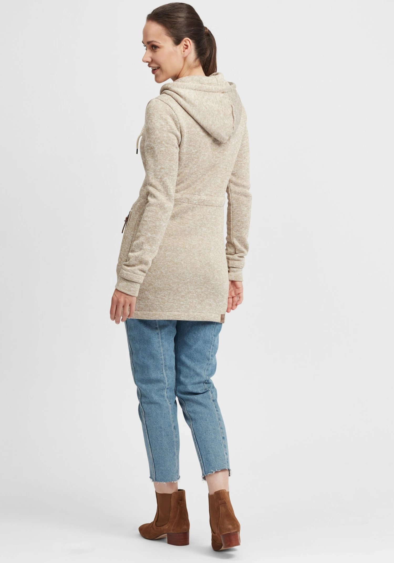 OXMO Sweatjacken Strickfleecejacke Thora Frauen Sand 4 OXMO Sweatjacken Strickfleecejacke Thora Frauen Sand – Bild 4