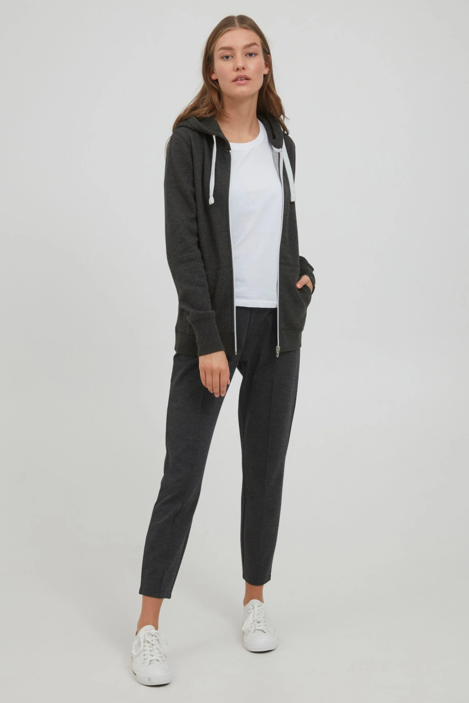 OXMO Sweatjacken Kapuzensweatjacke Frauen Dunkelgrau 3 OXMO Sweatjacken Kapuzensweatjacke Frauen Dunkelgrau – Bild 3