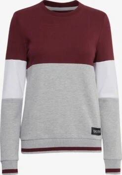 OXMO Sweatshirts Sweatshirt Omaya Frauen Graumeliert / Weinrot