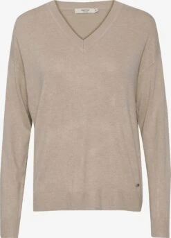 OXMO Feinstrickpullover Pullover Frauen Dunkelbeige