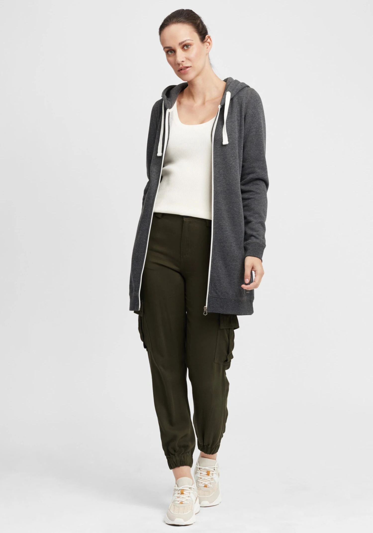 OXMO Sweatjacken Kapuzensweatjacke Olinda Frauen Grau 3 OXMO Sweatjacken Kapuzensweatjacke Olinda Frauen Grau – Bild 3