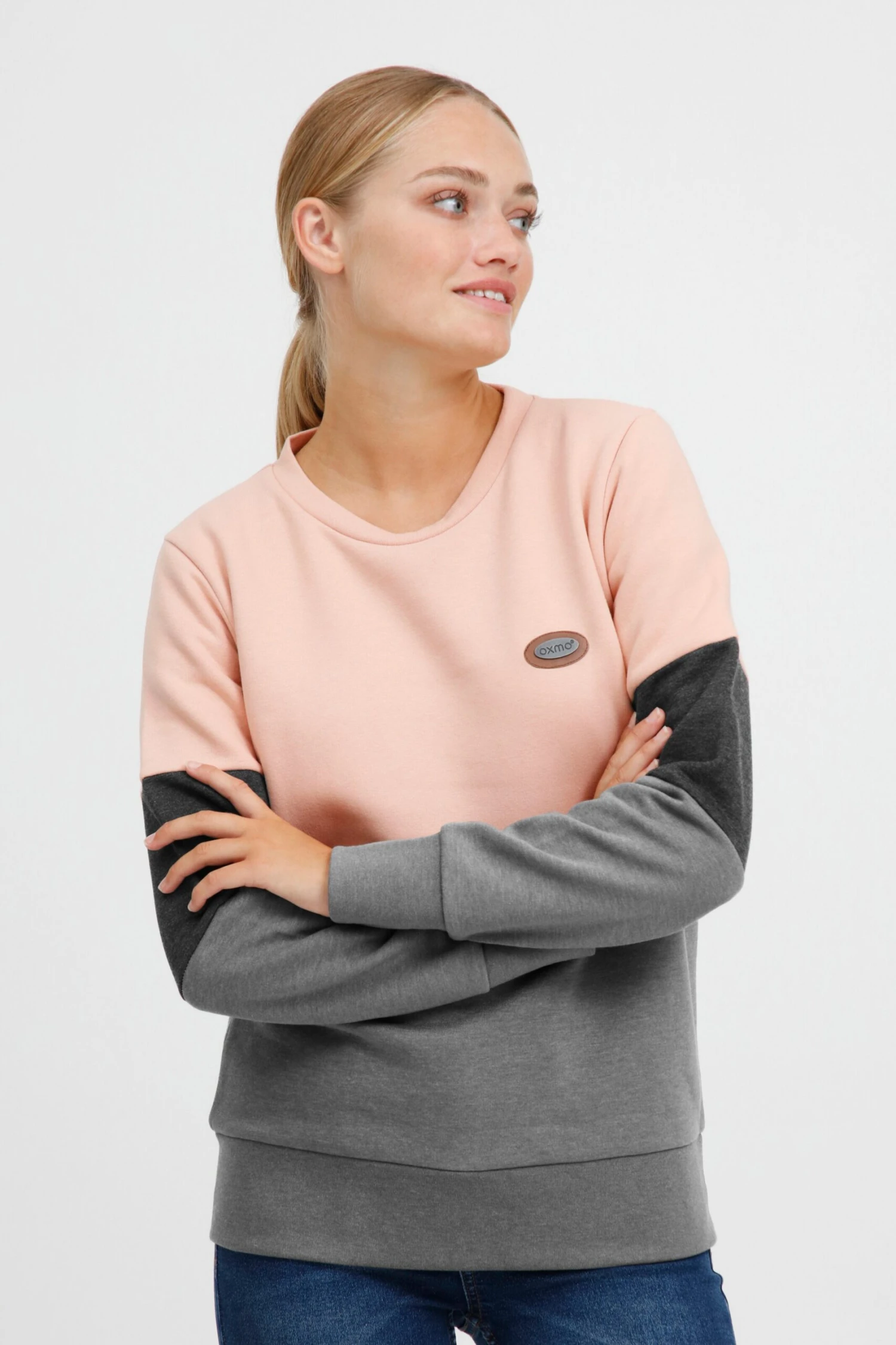 OXMO Sweatshirts Sweatshirt Trine Frauen Dunkelgrau / Graumeliert / Rosa 2 OXMO Sweatshirts Sweatshirt Trine Frauen Dunkelgrau / Graumeliert / Rosa – Bild 2