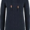 OXMO Kapuzenpullover Strickpullover Cable Frauen Blau