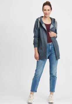 OXMO Sweatjacken Kapuzensweatjacke Vicky Zip Hood Long Frauen Blau -OXMO Verkaufs-Shop 827e87527609aeb88297a815e7d875d0