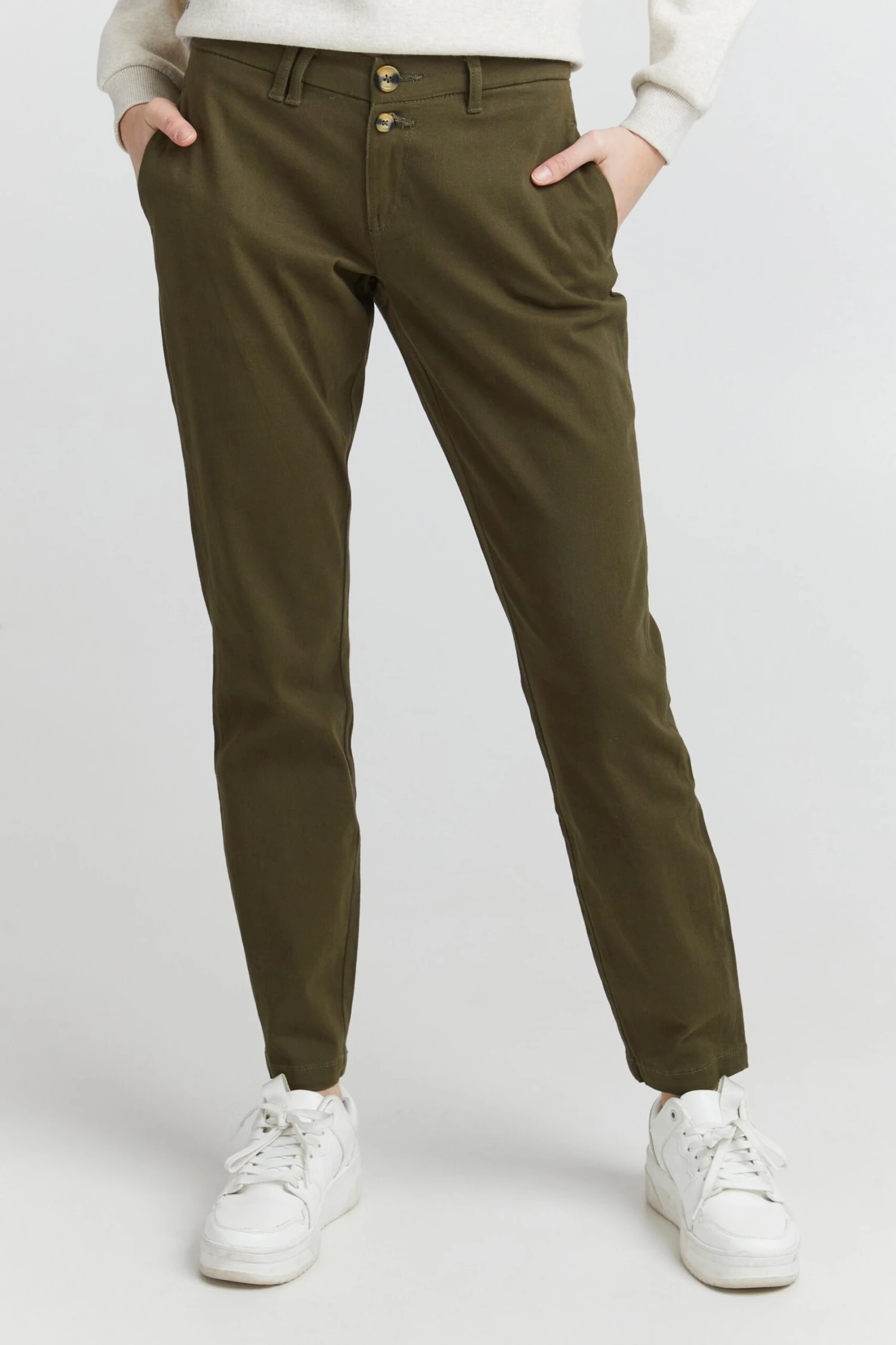 OXMO Chinos Regular Chinohose Pilar Frauen Khaki / Oliv 2 OXMO Chinos Regular Chinohose Pilar Frauen Khaki / Oliv – Bild 2