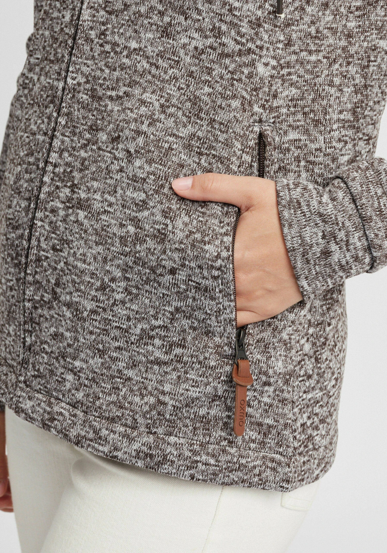 OXMO Sweatjacken Strickfleecejacke Thory Frauen Graumeliert 6 OXMO Sweatjacken Strickfleecejacke Thory Frauen Graumeliert – Bild 6