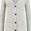 OXMO Strickjacken Strickjacke Philemona Frauen Grau / Hellgrau