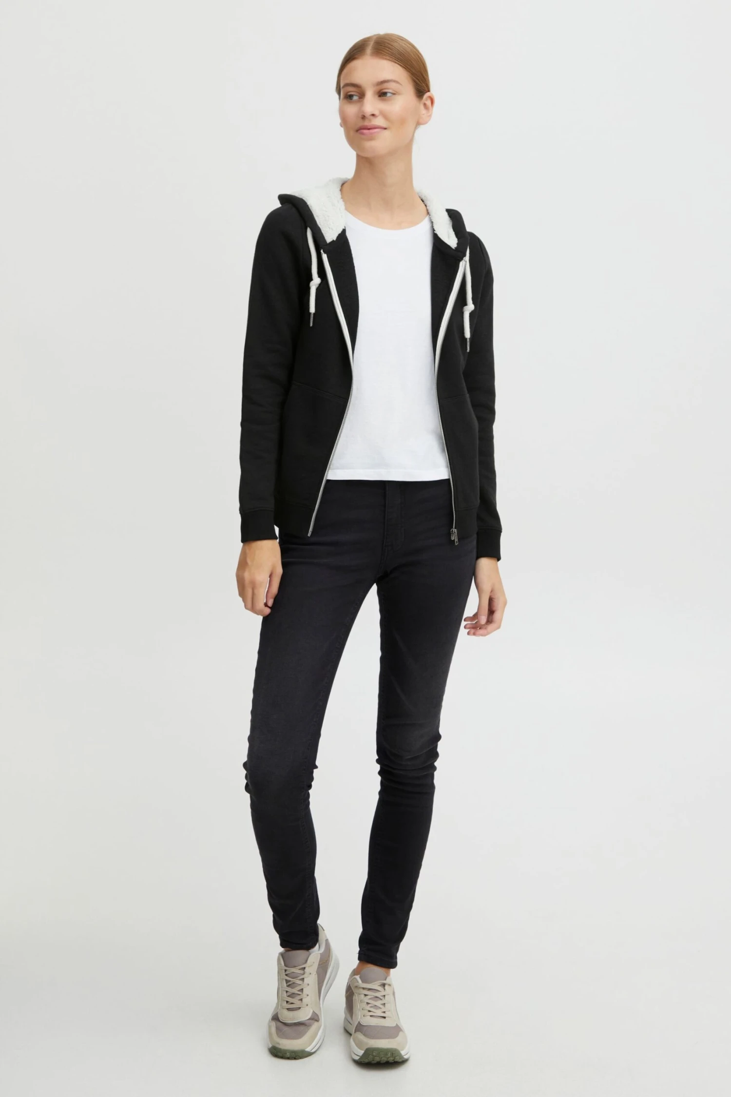 OXMO Sweatjacken Sweatshirtjacke Binja Frauen Schwarz 5 OXMO Sweatjacken Sweatshirtjacke Binja Frauen Schwarz – Bild 5