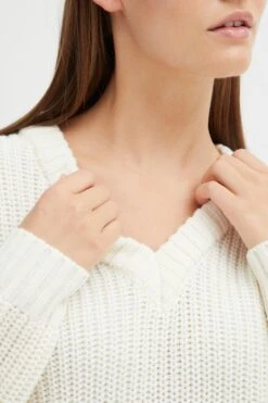 OXMO Basic Pullover Strickpullover Frauen Weiß -OXMO Verkaufs-Shop b22fb8bad2eb2c3109543081e7421481