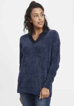 OXMO Feinstrickpullover Pullover Esmira Frauen Blau -OXMO Verkaufs-Shop b2e658773db900b974e6eccc30c01f75