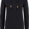 OXMO Kapuzenpullover Strickpullover Cable Frauen Schwarz