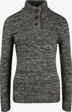OXMO Rollkragenpullover Strickpullover Philicita Frauen Schwarz