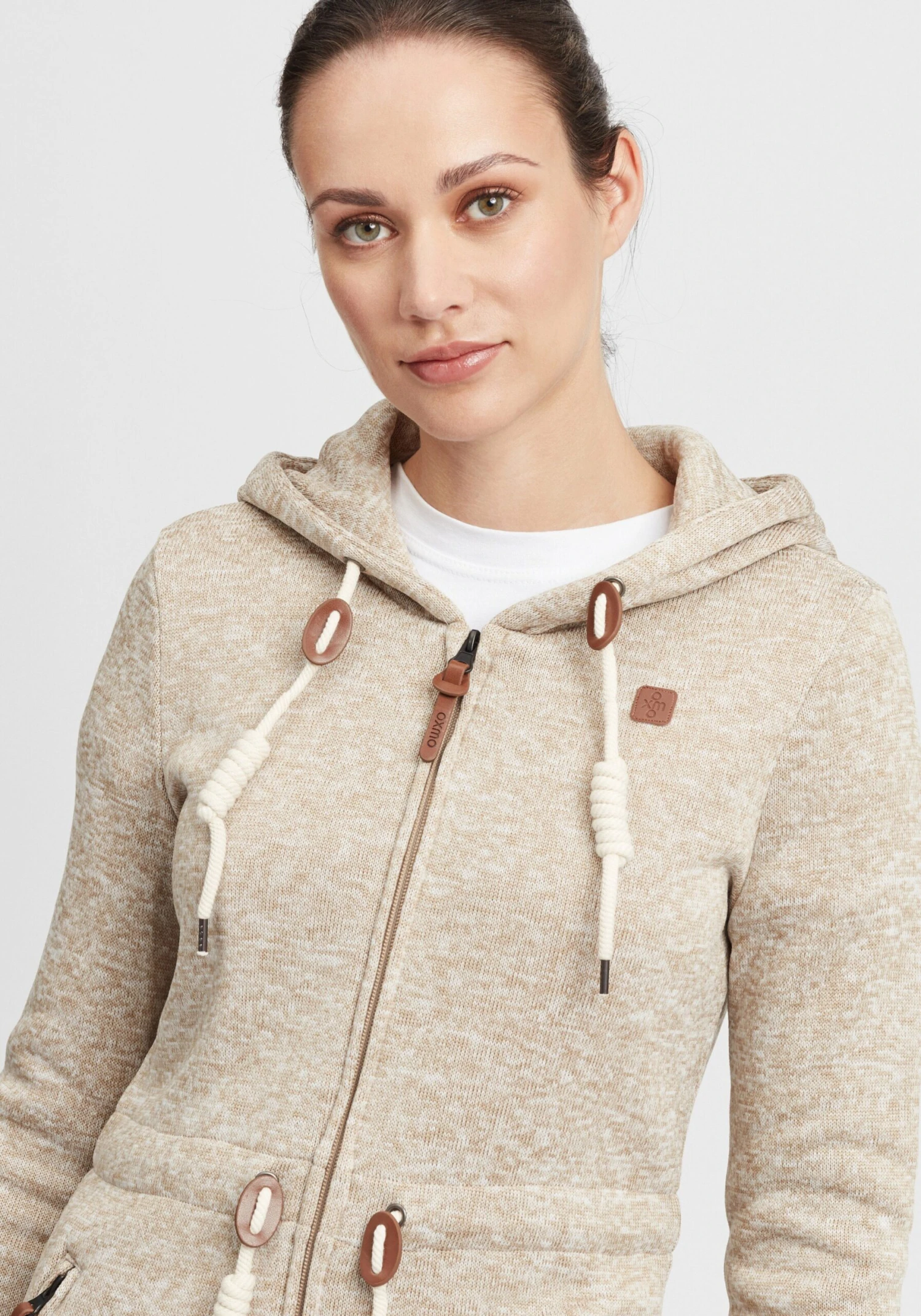 OXMO Sweatjacken Strickfleecejacke Thora Frauen Sand 5 OXMO Sweatjacken Strickfleecejacke Thora Frauen Sand – Bild 5