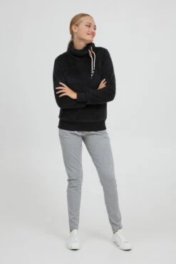 OXMO Pullover Fleecepullover ANNIKI Frauen Schwarz -OXMO Verkaufs-Shop e1426f77f65b13dec35cd4596670dbec