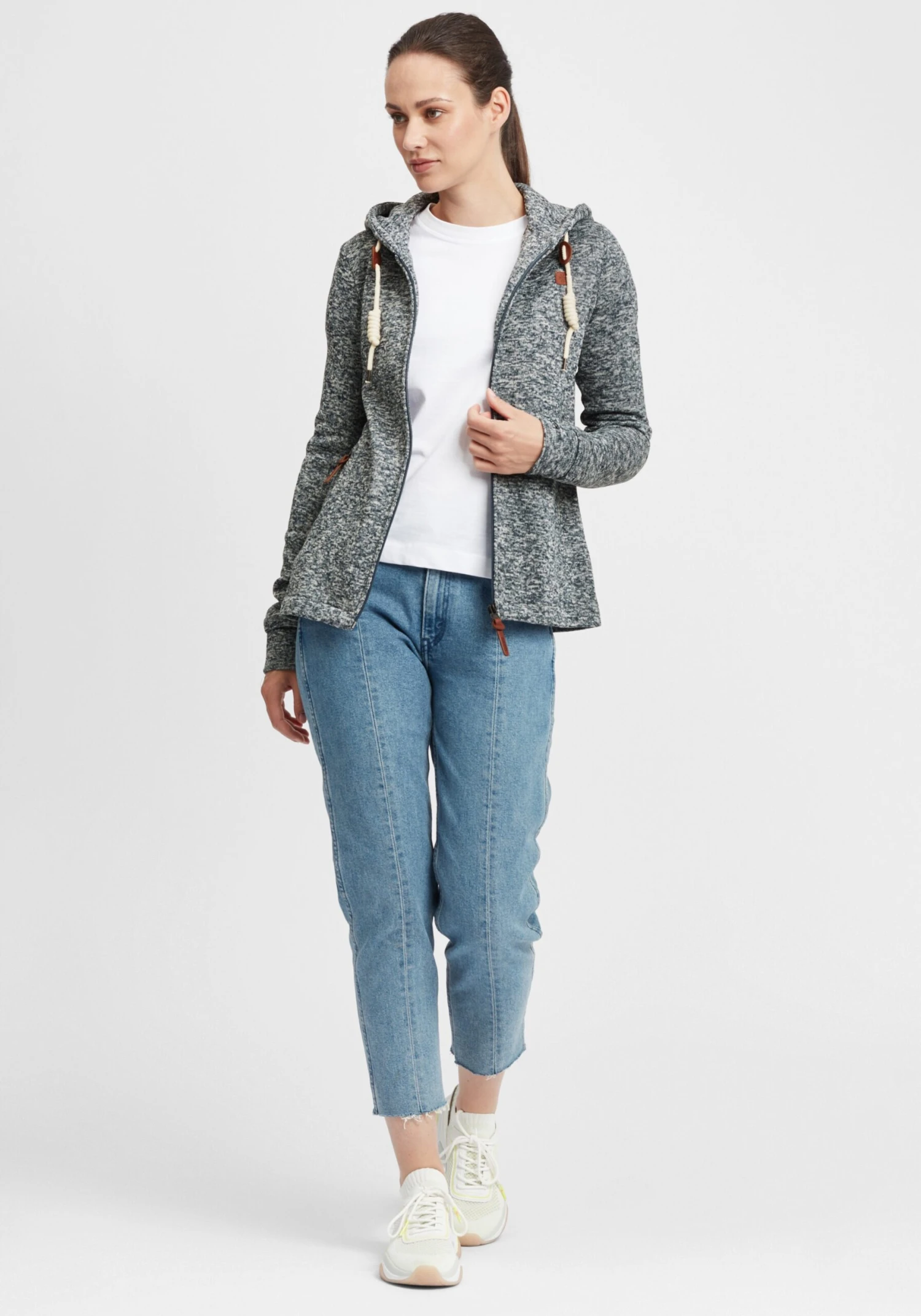 OXMO Sweatjacken Strickfleecejacke Thory Frauen Grau 3 OXMO Sweatjacken Strickfleecejacke Thory Frauen Grau – Bild 3