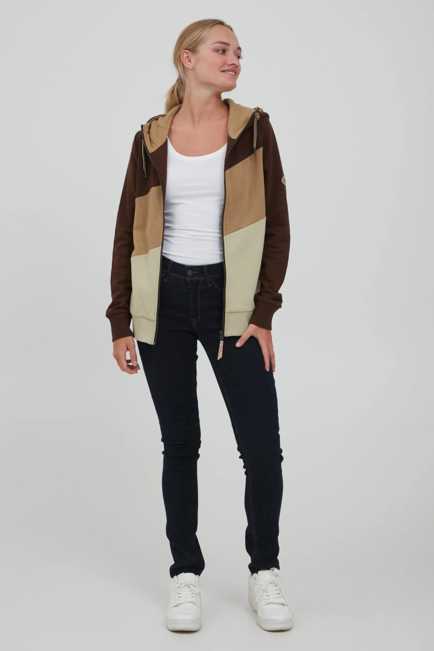 OXMO Sweatjacken Sweatjacke AGGI Frauen Braun 3 OXMO Sweatjacken Sweatjacke AGGI Frauen Braun – Bild 3