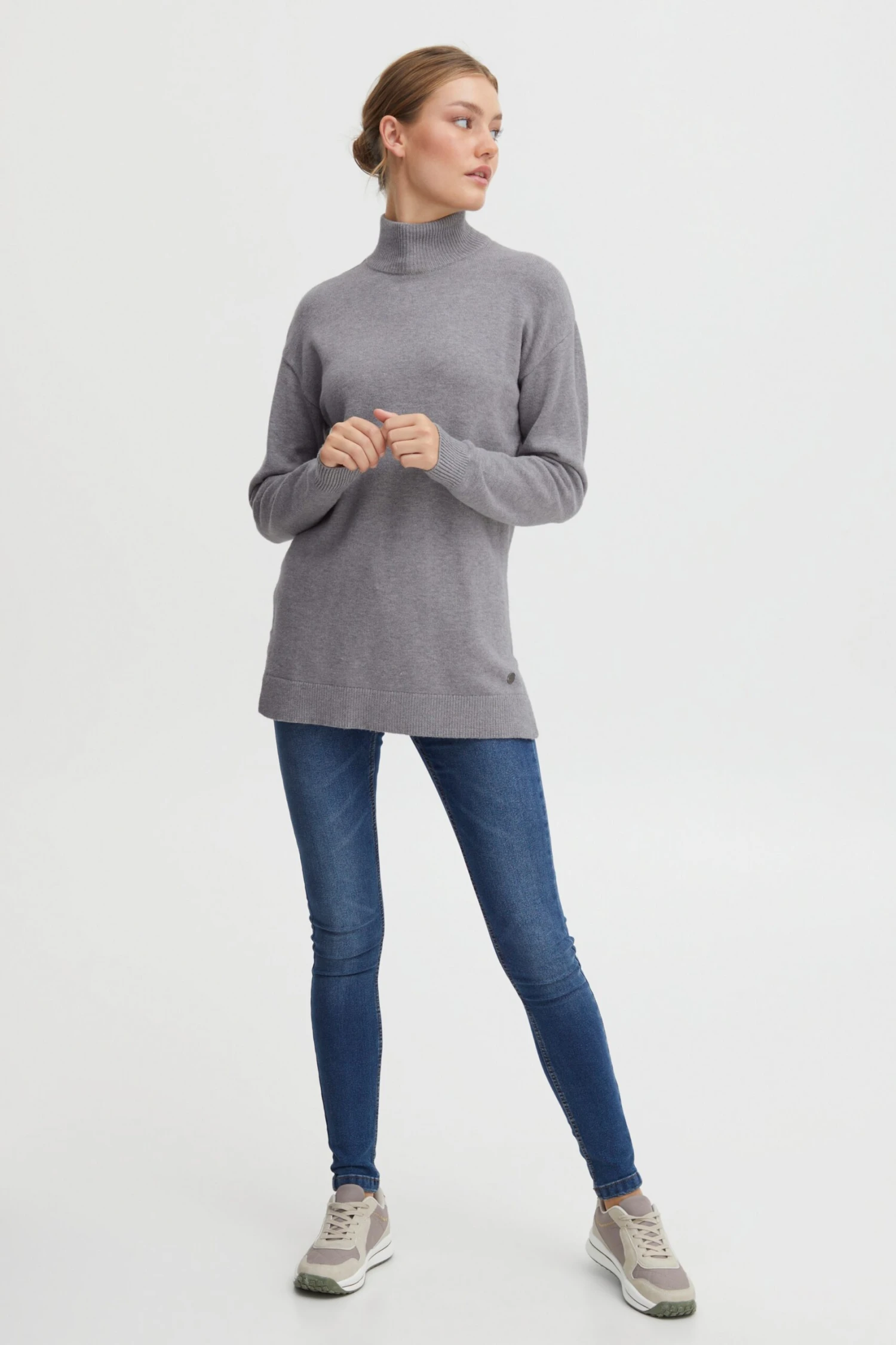 OXMO Pullover Strickpullover Ratina Frauen Graumeliert 3 OXMO Pullover Strickpullover Ratina Frauen Graumeliert – Bild 3