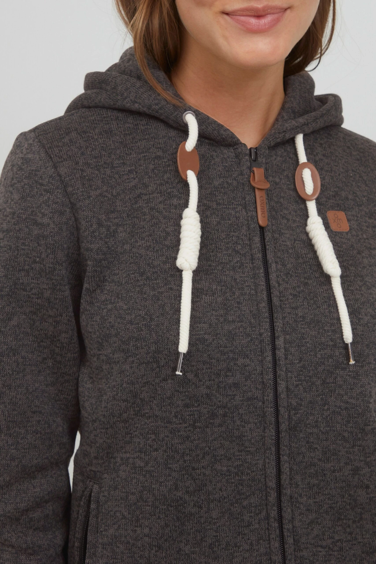 OXMO Sweatjacken Strickfleecejacke Thory Frauen Dunkelgrau / Graumeliert 5 OXMO Sweatjacken Strickfleecejacke Thory Frauen Dunkelgrau / Graumeliert – Bild 5